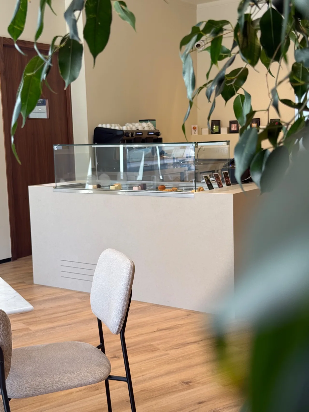 O balcão e a sala da nøu Pâtisserie, em Braga